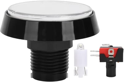 Allecto - Game-drukknop - LED-verlichte drukknop - Grote ronde 60 mm - Wit - Microschakelaar - Geschikt voor videogameconsole - Duurzaam ontwerp
