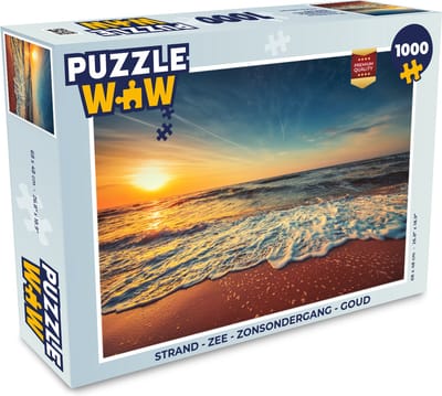 Puzzel Strand - Zee - Zonsondergang - Goud - Legpuzzel - Puzzel 1000 stukjes volwassenen