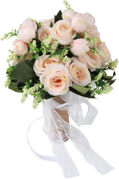 Kunstboeket Bruidsboeket Chique Champagne Kleur - Zijden Bruiloft Bloemen voor Bruidsfoto's