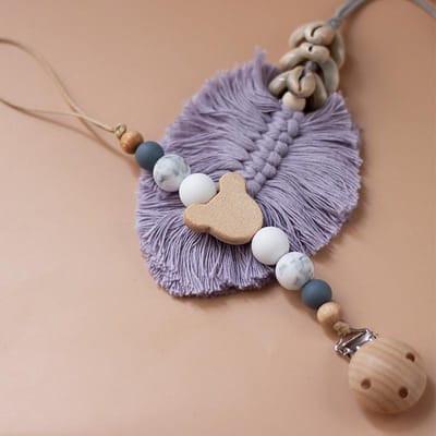 Houten Speenketting voor Baby's Siliconen Kralen Speenhouder Beschermer Bijtring Hanger Cadeau voor Pasgeborenen Clips Ketting Baby Accessoires gray