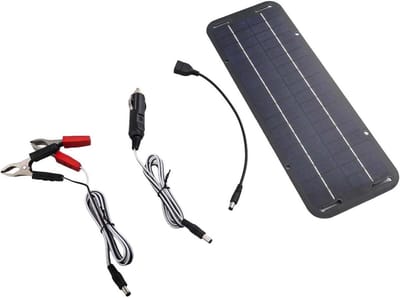 Zonnepaneel Oplader - Draagbare Accu Lader - Batterij Onderhoud - Hoge Zonneopbrengst - 26 x 14 cm - Zwart