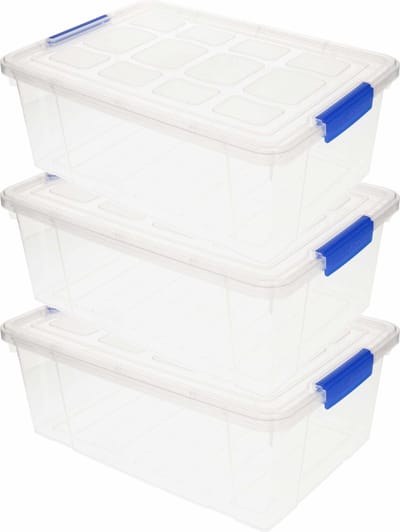 3x Opslagbakken/organizers met deksel 9 liter 37 cm transparant - Opbergbakken - Organizers/opbergbakken - Woonkamer/badkamer spullen opruimen