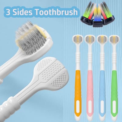 Brosse à dents Sided en forme de U-Three 3D Entièrement enveloppante Nettoyage à poils souples Outil Brosse Cadeau Ménager Adulte Soin des Dents white