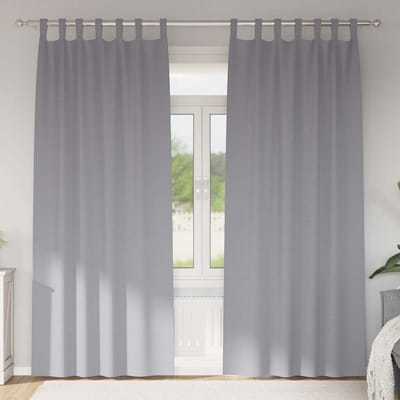 vidaXL Zwart-out Gordijnen met Ringen 2 st Lichtgrijs 225 x 140 cm