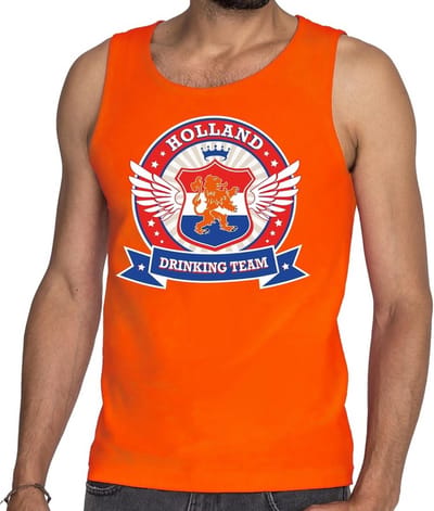 Oranje Holland drinking team tankop / mouwloos shirt rwb heren - Nederland/supporter kleding S