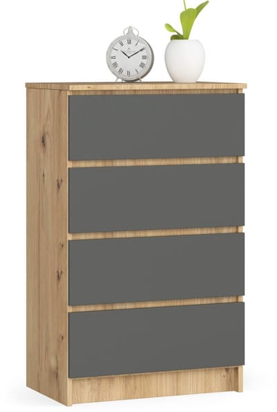 Ladekast K60 met 4 Lades / AKORD Furniture Factory / Artisan Eik - Grafietgrijs / 60 x 99 x 40 cm
