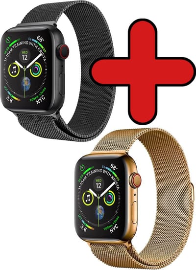 Milanese Horlogeband Geschikt voor Apple Watch 7 41 mm Bandje Milanees - Polsbandje Met Magneetsluiting Geschikt voor Apple Watch 7 41 mm Bandje Milanees - Zwart & Goud