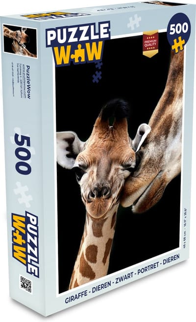 Puzzel Giraffe - Dieren - Zwart - Portret - Dieren - Legpuzzel - Puzzel 500 stukjes