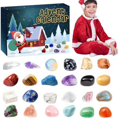 Adventskalender voor Kerstmis - draagbare rock collectie - kerstverrassingen - uniek wetenschappelijk kerstcadeau - aftelkalender voor kinderen - meisjes - jongens