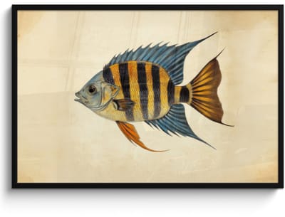 Poster in lijst - Fotolijst 120x80 cm - Posters - Vis - Tropisch - Strepen - Vinnen - Posterlijst zwart - Decoratie - Wanddecoratie woonkamer - Muurdecoratie slaapkamer