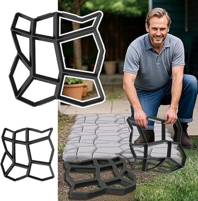 NAIZY 2 stuks DIY betonmal 43x43cm bekisting mal 9 roosters onregelmatige bestrating mal loopbrug gieten mal beton sjabloon bestrating sjabloon kunststof, voor stapstenen tuin gazon paden