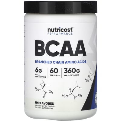 Nutricost, Performance Athlétique, BCAA, Non Aromatisé, 12,9 oz (360g)