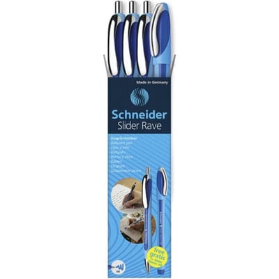 Schneider Schreibgeräte Box 3x Kugelschreiber Rave + 1x Memo blau 132574 Balpen 1 stuk(s)