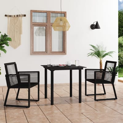 vidaXL - 3-delige - Tuinset - PVC-rattan - zwart