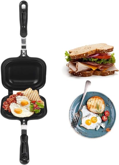 Dubbelzijdige multifunctionele koekenpan voor het maken van sandwiches en ontbijt - anti-aanbak bakpan voor thuis koken op gasfornuizen