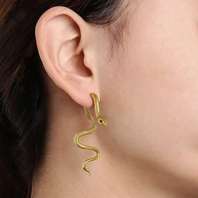 1 Paar Goudkleurige Oorbellen met Slangendesign, Vintage Punk Minimalistische Stijl, Creatieve Unieke Oorbellen Geschikt om Cadeau te geven, voor Dates, Clubbing, Y2K 1 Pair