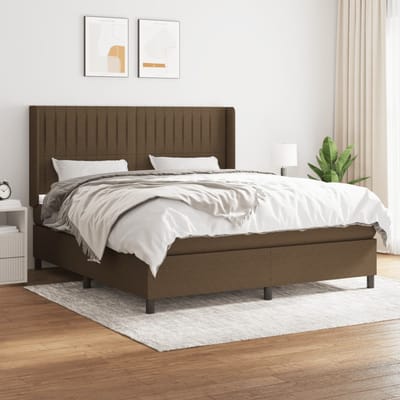 vidaXL - Boxspring - met - matras - stof - donkerbruin - 160x200 - cm
