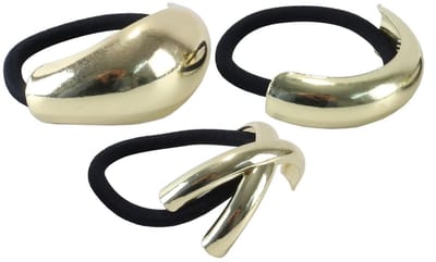 Dailygoods - 3 stuks gouden metalen bobbels – elastische haarelastiekjes voor dikke haren, paardenstaartstylingstukken voor vrouwen