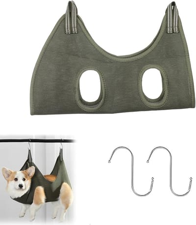 Multifunctionele Hond en Kat Verzorgingshangmat - Dieren Verzorgingsharnas voor Gemakkelijke Verzorging (Groen)
