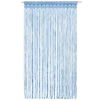 vidaXL - Gordijn - macramé - 140x240 - cm - katoen - blauw