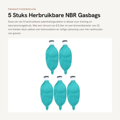 Dailygoods- Gaszakken 5PCS - Herbruikbare Ademhalingszakken - NBR Rubberen Zakken - 0,5L Capaciteit - 22mm Binnendiameter - Hittebestendig Materiaal