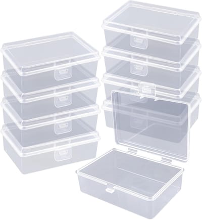 Set van 9 Kleine Plastic Opbergdozen met Deksel - Transparante Rechthoekige Mini Boxen voor Sieraden, Kleine Voorwerpen en Accessoires, Ideaal voor Organisatie