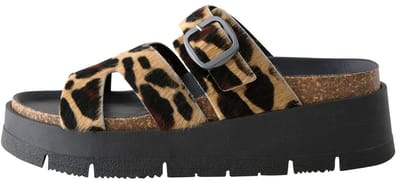 Next - Dames - Leren sandalen met gesp en bandjes - Dierenprint