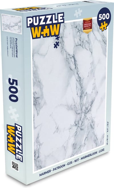 Puzzel Marmer - Patroon - Gijs - Wit - Marmerlook - Luxe - Legpuzzel - Puzzel 500 stukjes