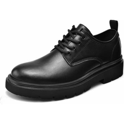 Chaussures pour hommes Printemps et Été Nouvelles Chaussures Décontractées Cargo en Cuir Style Britannique Confortables Noires Vêtements de Soirée Formels pour Affaires 46 noir