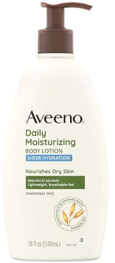 Aveeno Sheer Hydration Daily Moisturizing Fragrance-Free Lotion with Nourishing Prebiotic Oat, Fast-Absorbing Body Moisturizer for Dry Skin with Lightweight, Breathable Feel, 530ml