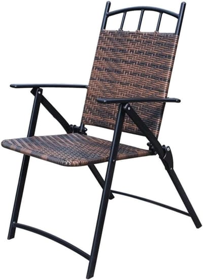 Opvouwbare stoel - Balkonstoel tuinstoel - Buiten zitten - Duurzaam rotan - 93x61x48cm - Zwart