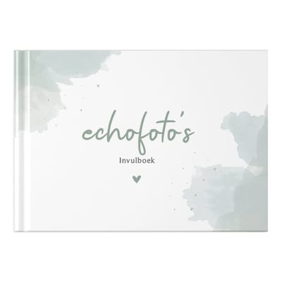 Fyllbooks - Mijn Echo Boekje - Fotoboekje, Echo Bewaarmap - Invulboek voor Echofoto's - Watercolour Groen