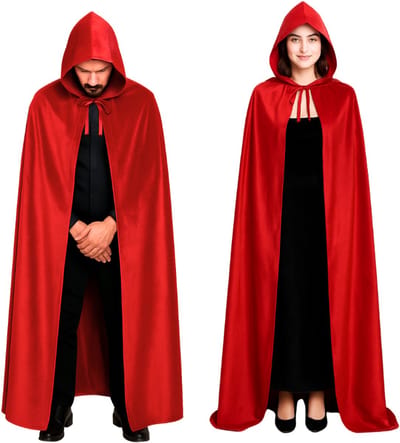 Joya Party® Luxe Mantel Volwassenen Met Capuchon 170 cm | Kostuum voor Carnaval Halloween | Rode Cape Vampier | Verkleedkleren Volwassenen | Dames en Heren | Rood | 170 cm lang