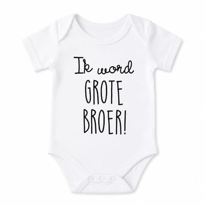 Baby Rompertje met tekst opdruk boodschap Ik word grote broer | korte mouw | zwart wit | maat 74/80 cadeau jongen