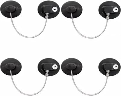 Veiligheidssloten voor Keukenkastjes - 4 Stuks met Sleutels, Kindveilige Deursloten voor Fridge en Kasten, Zwart