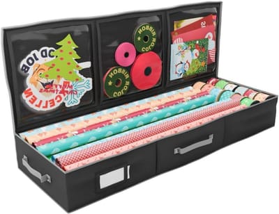 Opbergdoos Cadeaupapier - Rolhouder Organizer - Papier Opbergen - Plat of Rechtop Staand - 1041 x 356 x 152 cm