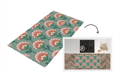 Keukenloper 120x60 cm - Keukenmat vinyl Bloemen - Retro - Patronen - Keukenmatten loper - Keuken vloerkleed tapijt