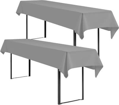 Showgeous 2-pack biertafeltafelkleed universeel voor 50 cm en 70 cm biertafelhoezen polyester rechthoekige tafelkleden wasbaar 100x250 cm (lichtgrijs)