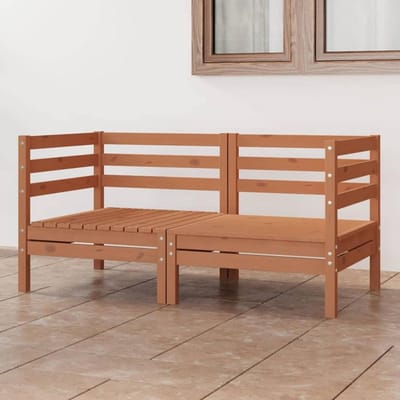Tuinbank 2 Persoons - Loungeset Hoek - Buiten Ontspannen - Modulair Ontwerp - 63.5 x 63.5 cm - Honingbruin