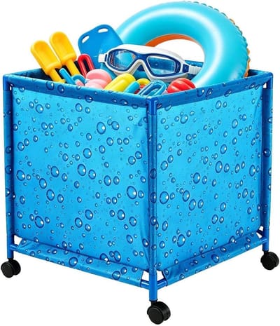 Zwembad Opberger - Terras Box - Outdoor Spullen Opbergen - Rolbaar Opvouwbaar - 58 x 16 x 10 cm - Blauw