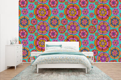 Behang - Fotobehang Design - Flower Power - Kleuren - Breedte 400 cm x hoogte 240 cm