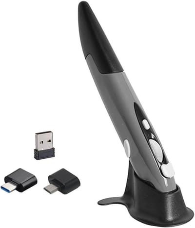 Pen Muis - Stylus Muis - Mobiel Werken - Ergonomisch Ontwerp - 140 mm - Zilver