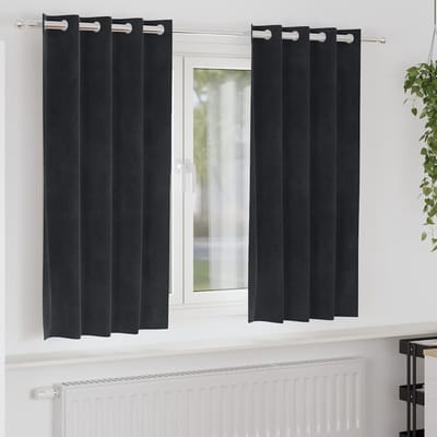 vidaXL - Blackout - Gordijnen - met - Oogjes - 2 - stuks - Zwart - Fluweel