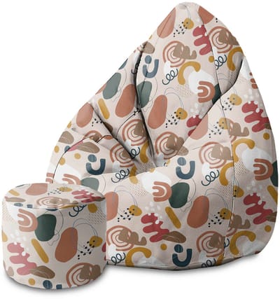 DreamRoots Velvet Zitzak voor Volwassenen – Luxe Beanbag met Voetsteun en Afneembare Hoes – Inclusief Vulling – 80x80x120 cm - Irregular Shapes