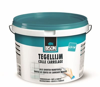 Bison Tegellijm emmer 7 Kg, voor alle soorten wandtegels, vochtbestendig, makkelijk verwerkbaar, oplosmiddelvrij, eenvoudig aan te brengen