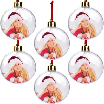 QTTVBTNA - Kerstbal - Kerst Foto Ballen - DIY Kerstversiering - Kerstboom Decoratie - Voor Feesten - Kerst Cadeau - Transparant - 6 stuks