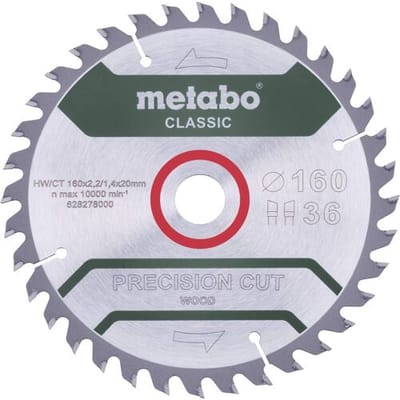 Metabo PRECISION CUT WOOD CLASSIC 628278000 Cirkelzaagblad 160 x 20 x 1.4 mm Aantal tanden: 36 1 stuk(s)