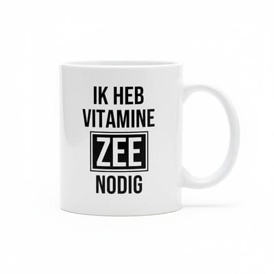 “Ik Heb Vitamine Zee Nodig” Grappige Nederlandse Quote Mok – Koffiemok voor Strandliefhebbers 330 ml