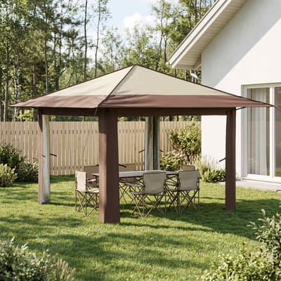 vidaXL - Tuinpaviljoen - zonder - Zijwand - 3.3 - x - 3.3 - m - Crème - en - bruin