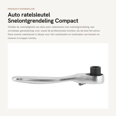 Dailygoods- Ratelsleutel met snelontgrendeling - Inbussleutel - Zinklegering - IP65 waterdicht - 1/4 inch - Gewicht 27 g - Sleutel